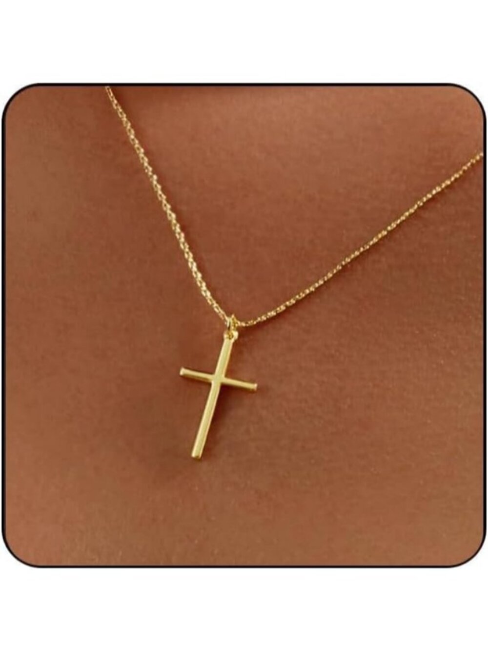 Women's Small Gold Plated Cross Dainty Simple Trendy Fashion Cross Necklace